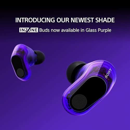 Sony INZONE Buds Wireless Noise Cancelling Gaming Earbuds, Glass Purple | Perfect for PlayStation® 5, PC/PS5/Switch/Mobile, 48Hr Battery with Case, Low Latency 2.4GHz USB-C Dongle, Truly Wireless