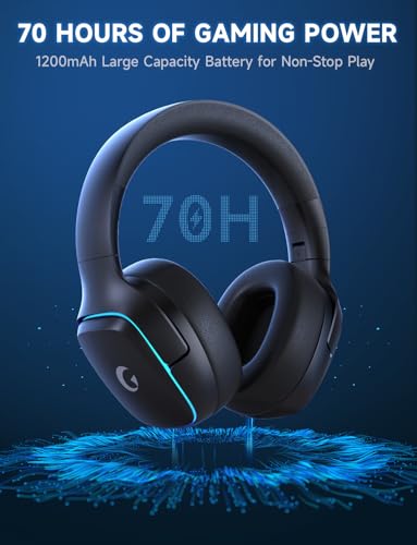 Gvyugke 2.4GHz Wireless Gaming Headsets for PS5, PS4, PC, Switch,MatteBlack | Bluetooth 5.3 Gaming Headphones with Noise Canceling Mic, 7.1 Surround Sound, 70H Battery, Blue Lighting - color: Matte Black