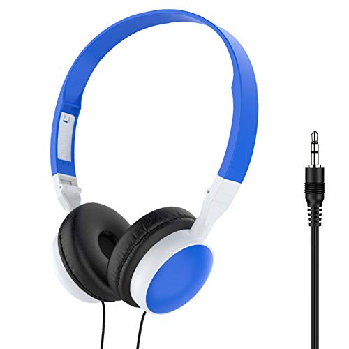 Foldable HiFi Audio Bass Wired Headset Gaming Headphone Over Ear Stereo Wired Headphones for 3.5mm Phone/Tablet Light Blue - color: Light Blue