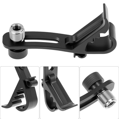 QWORK Shockproof Drum Microphone Clips, 4pcs Adjustable Mic Securing Clamp Mounts for Studio Drum Recording