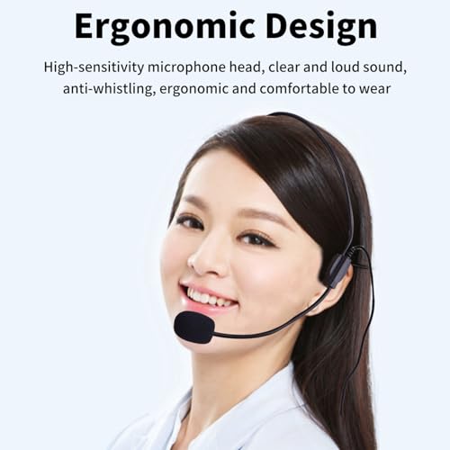 Mini Wired Condenser Microphone, Headset with 3.5mm Jack | Head Wear Microphone for Teachers, Lightweight ABS, Unidirectional Pickup, for Presentations and Voice Amplifiers