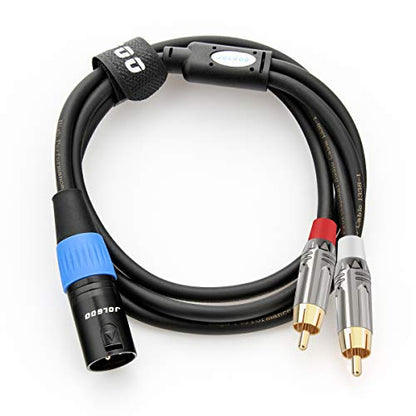 JOLGOO 언밸런스 듀얼 RCA to XLR 수 Y 스플리터 패치 마이크 케이블, XLR 수 1개 - 2 RCA 수 Y 어댑터 코드 케이블, 1m(3.3피트) - size: 3.3 Feet, style: 듀얼 RCA 수 - XLR 수