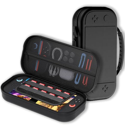 Gaekol Slim Carrying Case for Nintendo Switch 2 (2025), Portable Hard Shell Travel Case for Switch 2 Console, Game Slots, Joy-Cons and other Accessories (PU Leather-Black) - style: Pu Leather-black