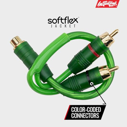 Install Link RCA Y Adapter Cable, 1-Female to 2-Male Splitter, 2-Pack (OFC) | Pure OFC Copper, 1ft, Feeds One Stereo Signal to Two Components, for Subwoofer, Home Theater, Car Audio Amplifier, Studio - color: Frosted Green, size: 1-Female to 2-Male