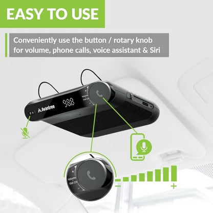 Avantree Roadtrip - Car Bluetooth Speaker & Wireless FM Transmitter Kit | Streaming Cell Phone Audio to Car Speaker with Hands-Free 6W Speakers, Built-in Mic, and Long 22hr Playtime