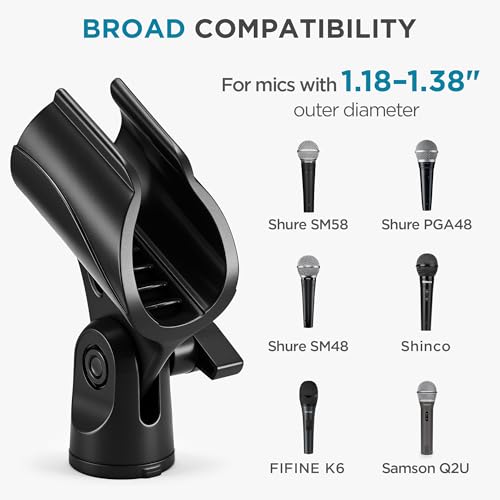 InnoGear Microphone Clip Mic Holder for Stand Adjustable Angle | with 3/8" to 5/8" Adapter, for HyperX SoloCast, HyperX QuadCast S, Blue Yeti, Shure SM58 and Other Mics