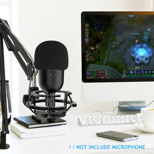 Silence Razer 미니 쇼크 마운트, 폼 윈드스크린 커버, 진동 방지 서스펜션 쇼크 마운트 마이크 홀더 클립 팝 필터, Seiren USB 스트리밍 마이크 아바타용 파열음 차단