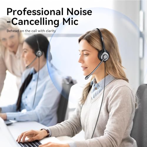 Phone Headset with Microphone Noise Cancelling & Volume Controls, 2.5mm Telephone Headset Compatible with Polycom Panasonic AT&T Vtech Uniden Office Cordless Phones, Clear Chat, Ultra Comfort,Single - size: 60-monaural