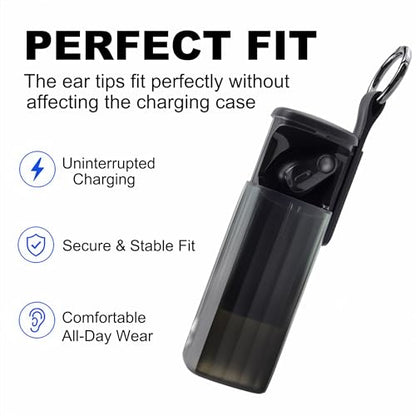 Memory Foam Ear Tips for Skullcandy Method 360 ANC Earbuds, S/M/L | Secure Fit, Noise Cancel Improved, Portable Storage Box, Replacement Ear Tip (3 Pairs, Black)