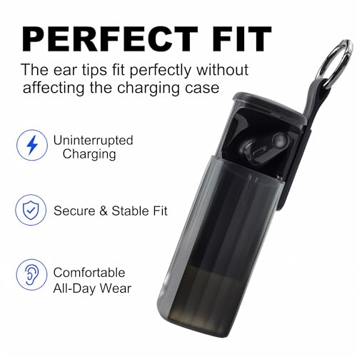 Replacement Ear Tips for Skullcandy Method 360 ANC Earbuds, S/M/L | Internal with Dust Mesh, Soft Silicone Eartips with Portable Storage Box (3 Pairs, Black)