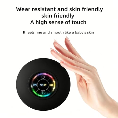 Mini Bluetooth Shower Speaker Black, Silicone Suction Cup Portable Speaker with LED Lights, IPX4 Waterproof, Built in Mic, for Bathroom Kitchen Outdoors, Ideal Gifts (Black) - color: Black