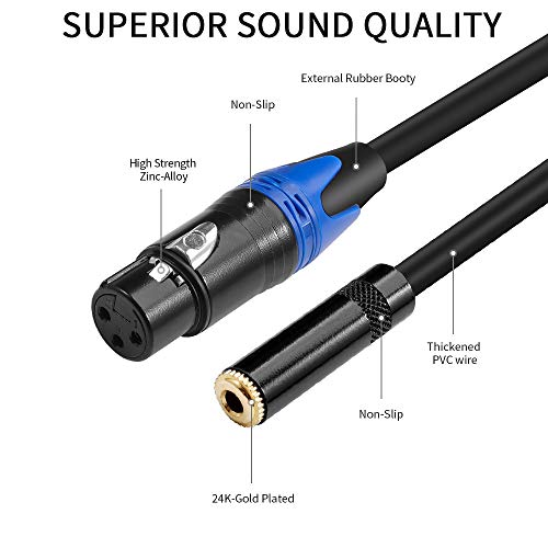 Female XLR to 1/8 Stereo Cable,Balanced XLR to 3.5mm(1/8 inch) TRS Mini Jack Audio Converter Adapter Cable - 1feet/30cm - size: 1 Feet