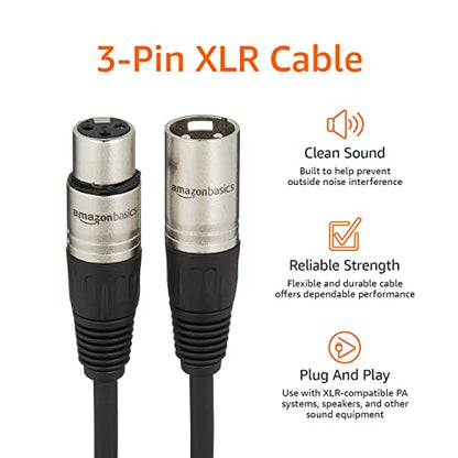 Amazon Basics XLR Microphone Cable for Speaker or PA System, Recording Studio, All Copper Conductors, Low Noise, 10 ft, Black - size: 10 Feet, style: 1-Pack