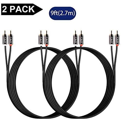 J&D RCA Cable, (2 Pack) Gold-Plated RCA Audio Cables, Copper Shell 2RCA Male to 2RCA Male Stereo Audio Cable, 9 Feet - size: 9 Feet