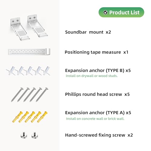 Soundbar Wall Mount Bracket for Samsung, LG, Sony, JBL, Vizio, Sonos and More, Depth Adjustable 3.5”-6.1”,Hold up to 30 Lbs,Soundbar Shelf Under TV, Clear - color: Clear