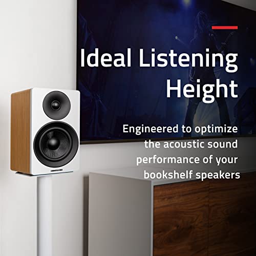 Fluance Floor Speaker Stands for Surround Sound and Bookshelf Speakers with Solid Construction, Adjustable Floor Spikes, Rubber Isolation Feet, Cable Management, Square Base - Matte White/Pair SS05SWH - style: Matte White - Square Base