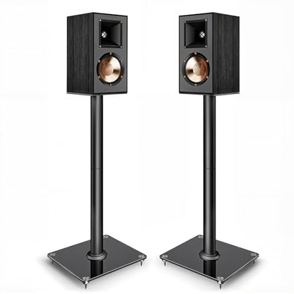Speaker Stands Pair, 30" Fixed Height, 55lbs Weight Capacity, Glass Base | 11.8" Base, Cable Management, Freestanding Speaker Floor Stand for Surround Sound, Tempered Glass Base