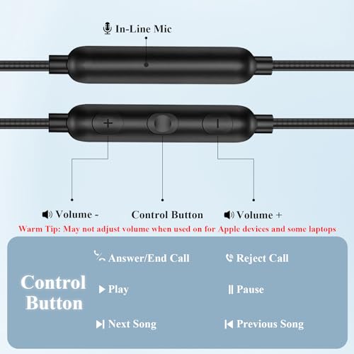 Wired Earbuds 3.5mm 90 Degree Angled Plug EarHook Sport Over Ear Headphones | Noise Isolating Earphones with Mic In-Line Control for iPhone for Samsung for Android Laptop PC/Switch 3.5mm Jack Devices