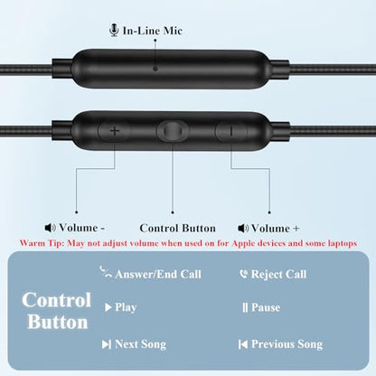 Wired Earbuds 3.5mm 90 Degree Angled Plug EarHook Sport Over Ear Headphones | Noise Isolating Earphones with Mic In-Line Control for iPhone for Samsung for Android Laptop PC/Switch 3.5mm Jack Devices
