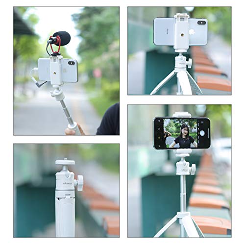 ULANZI Extension Pole Tripod Mini Selfie Stick Stand Handle Grip Vlogging | for iPhone 13 Pro Max Smartphone OSMO Pocket 4 3 Canon G7X Mark III Sony RX100 DJI Osmo Nano Luna Cameras White - color: White