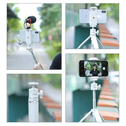 ULANZI Extension Pole Tripod Mini Selfie Stick Stand Handle Grip Vlogging | for iPhone 13 Pro Max Smartphone OSMO Pocket 4 3 Canon G7X Mark III Sony RX100 DJI Osmo Nano Luna Cameras White - color: White