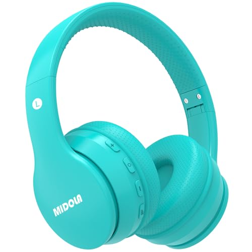 Kids Bluetooth Headphones Wireless 68 Hours,Safe Volume Limit 85/94dB | Adjustable Headband Foldable Over-Ear Lightweight Headsets for Toddler Girls Boys Tablet/iPad,HD Stereo,Built-in Mic,Cyan - color: Turquoise