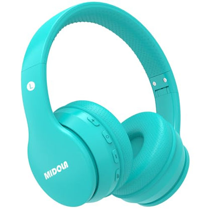 Kids Bluetooth Headphones Wireless 68 Hours,Safe Volume Limit 85/94dB | Adjustable Headband Foldable Over-Ear Lightweight Headsets for Toddler Girls Boys Tablet/iPad,HD Stereo,Built-in Mic,Cyan - color: Turquoise