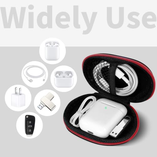1 Pack Oval Earbud Case Storage Bag with Carabiner, Red - color: D2-red