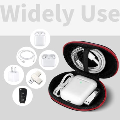 1 Pack Oval Earbud Case Storage Bag with Carabiner, Red - color: D2-red
