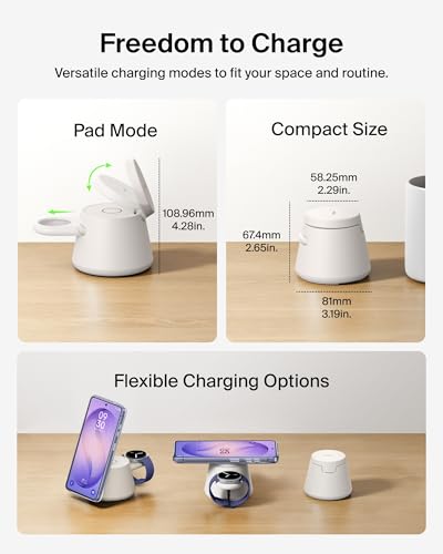 Belkin Qi2.2 25W Magnetic Wireless Charging Station, 3 in 1 Samsung Charger | Fast Charging, MagSafe Compatible, Samsung Galaxy S26, Android Charger, Pixel 10, iPhone 17/16/15, Apple Watch, AirPods - color: Sand