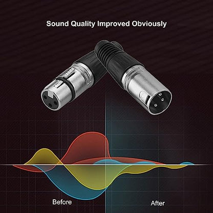 2 Pair Male+ Female 3 Pin XLR Connectors Solder Nickel-Plated Locking | Zinc alloy & nickel shell ensure rugged durability, Locking prevents disconnect, Ideal for mics, DMX, Microphone, live audio