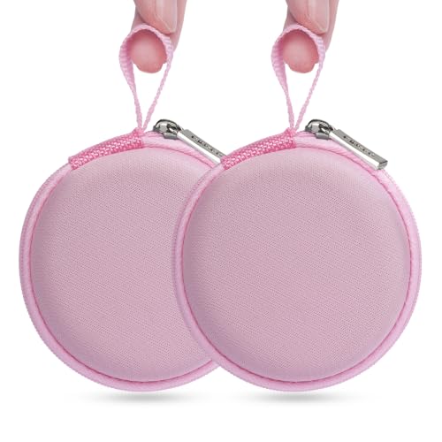 Ginsco Mini-Portable Hard Shell Earbuds Case for Apple EarPods Headphones USB-C Wired Ear Buds/Skullcandy Jib Wired Earbuds, Travel Case for Earphones Earplugs (2, Pink) - color: Pink