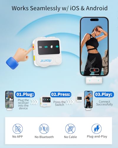 Wireless Lavalier Microphone for iPhone Android, mini Bluetooth mic | Mic with Smart Noise Reduction, Reverb Effect, 30H+ Battery Life for Vlog, YouTube, TikTok, Podcast,Ideal for Content Creator - size: White Mic for iOS/Android