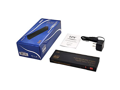 ViewHD 1 in 4 Out 1x4 Splitter Audio Extractor | HDMI 2.0 HDCP 2.2 4K@60Hz | 4K to 1080P Scaler | HDR Dolby Vision | 3.5mm Jack Optical and HDMI Audio Outputs to HDMI AVR Receiver | Model: UHD1X4SA - color: 1x4 with Audio, size: v2.0 | 4K@60Hz