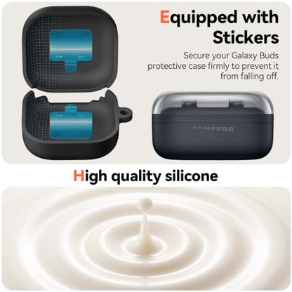 Inesore for Galaxy Buds 4 Pro & Galaxy Buds 4 Case (Black) | Skin Friendly Silicone Material, with A Multifunctional Cleaning Pen Tool and Keychain, Scratch Resistant, Slip Resistant - color: Black