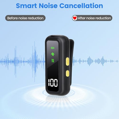 Wireless Lavalier Microphone for iPhone/Android, Noise Reduction Mini Microphones, USB-C Plug and Play Lapel Mic, Ultra-Light Clip on Mic for Content Creator, Video Recording, Vlogging, Streaming