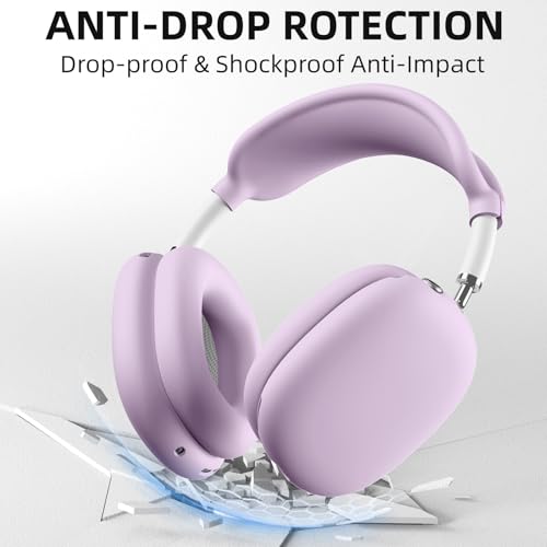 Silicone Case Cover for AirPods Max Headphone, Ear Pad Case Cover/Ear Cups Cover/Headband Cover for AirPod Max, Silicone Apple AirPods Max 2024/2020 Accessories, Purple - color: Lavender