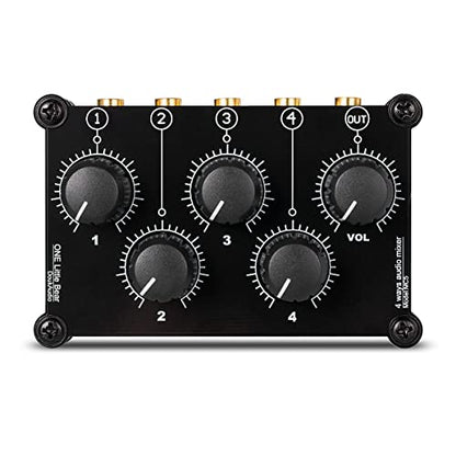 Little Bear MC5 Mini Portable Stereo 4 Channel Audio Mixer Passive Live Studio Console Recording Low Noise (No Power Needed)