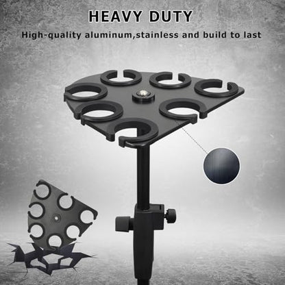 Multi Mic Holder for Wired and Wireless Mics, Organizes Up to 7 Mics, Aluminum, Black