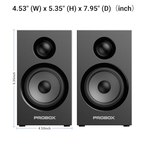 Powered Bookshelf Speakers HiFi Computer Gaming Monitors with Bluetooth 5.3 & 24-Bit USB DAC Stereo Speaker PC Speakers 3.5" Woofer,1" Silk Dome Tweeter, Adjustable Bass/Treble BT16-Black - color: Black