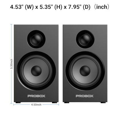 Powered Bookshelf Speakers HiFi Computer Gaming Monitors with Bluetooth 5.3 & 24-Bit USB DAC Stereo Speaker PC Speakers 3.5" Woofer,1" Silk Dome Tweeter, Adjustable Bass/Treble BT16-Black - color: Black