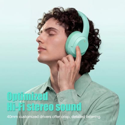 Upgraded Pro‑level Hybrid Active Noise Cancelling Headphones, HD Sound & Big Bass, 2X Softer Comfort, Long ANC Playtime, Wireless Over-Ear Bluetooth Headphones Perfect for Home Office/Travel/Pair - color: Sky Blue