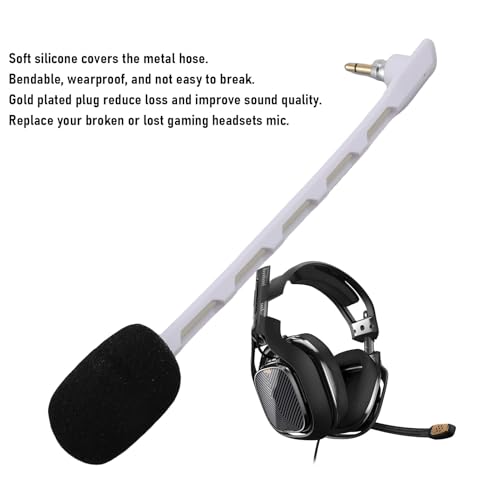 Yunseity 2pcs Replacement Microphones for Astro TR Headset Detachable Boom Mic with Noise Cancelling Clear Sound Gold Plated 3.5mm Plug (White) - color: White