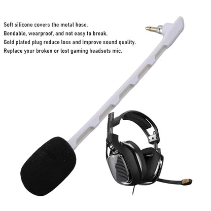 Yunseity 2pcs Replacement Microphones for Astro TR Headset Detachable Boom Mic with Noise Cancelling Clear Sound Gold Plated 3.5mm Plug (White) - color: White