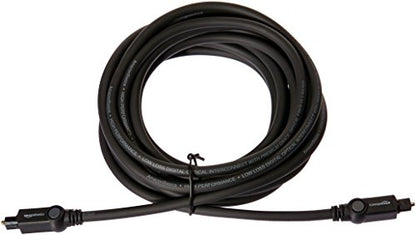 Amazon Basics Toslink Digital Optical Audio Fiber Optic Cable, CL3 Rated, Multi-Channel, for Sound Bar, Audio System, Home Theatre, Gold-Plated Connectors, 15 Foot, Black