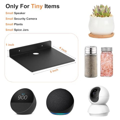 Small Shelf for Wall, 5 Inch, Metal Floating Shelves for Echo, Cameras, Small Speaker Wall Mount Shelves (Black 1pcs) - color: Black 1pcs