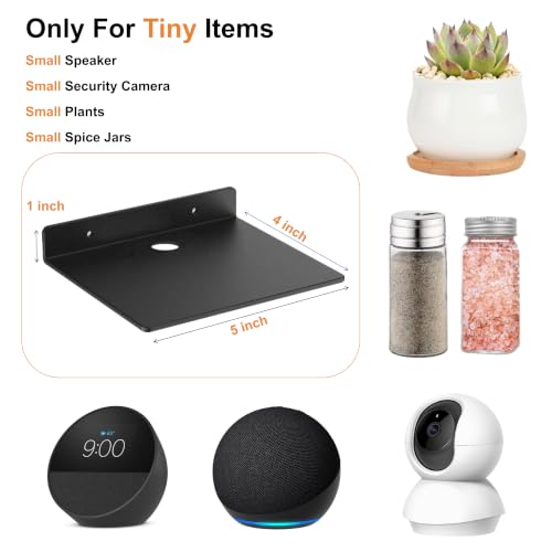 Small Shelf for Wall, 5 Inch, Metal Floating Shelves for Echo dot, Cameras, Tiny Speaker, Tiny Wall Mount Shelves (Black 2pcs) - color: Black 2pcs