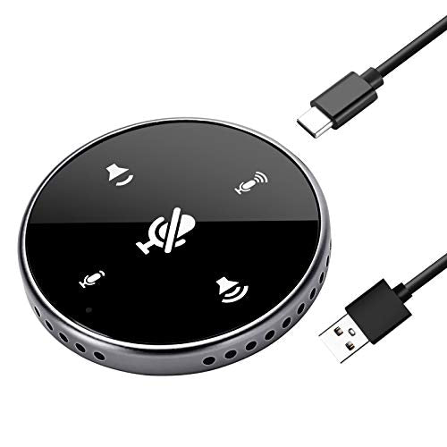 Upgrated USB Conference Microphone with Speaker,Laptop Omnidirectional Computer Mic with Touch-Sensor to Mute/Volume,for Zoom Meetings,Skype,VoIP Call,Interview,Christmas Stocking Stuffers Surprise