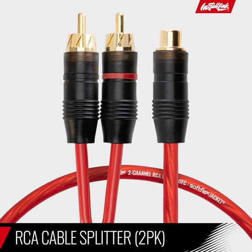 Install Link RCA Y Adapter Cable, 1-Female to 2-Male Splitter, 2-Pack (OFC) | Pure OFC Copper, 1ft, Feeds One Stereo Signal to Two Components, for Subwoofer, Home Theater, Car Audio Amplifier, Studio - color: Frosted Red, size: 1-Female to 2-Male