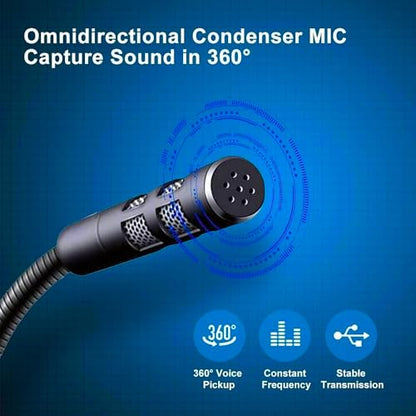 Drumstone USB Computer Microphone, Plug and Play Desktop PC Laptop Microphone with Mute Button and LED Indicator for Streaming, Podcasting, Recording, Gaming-Black